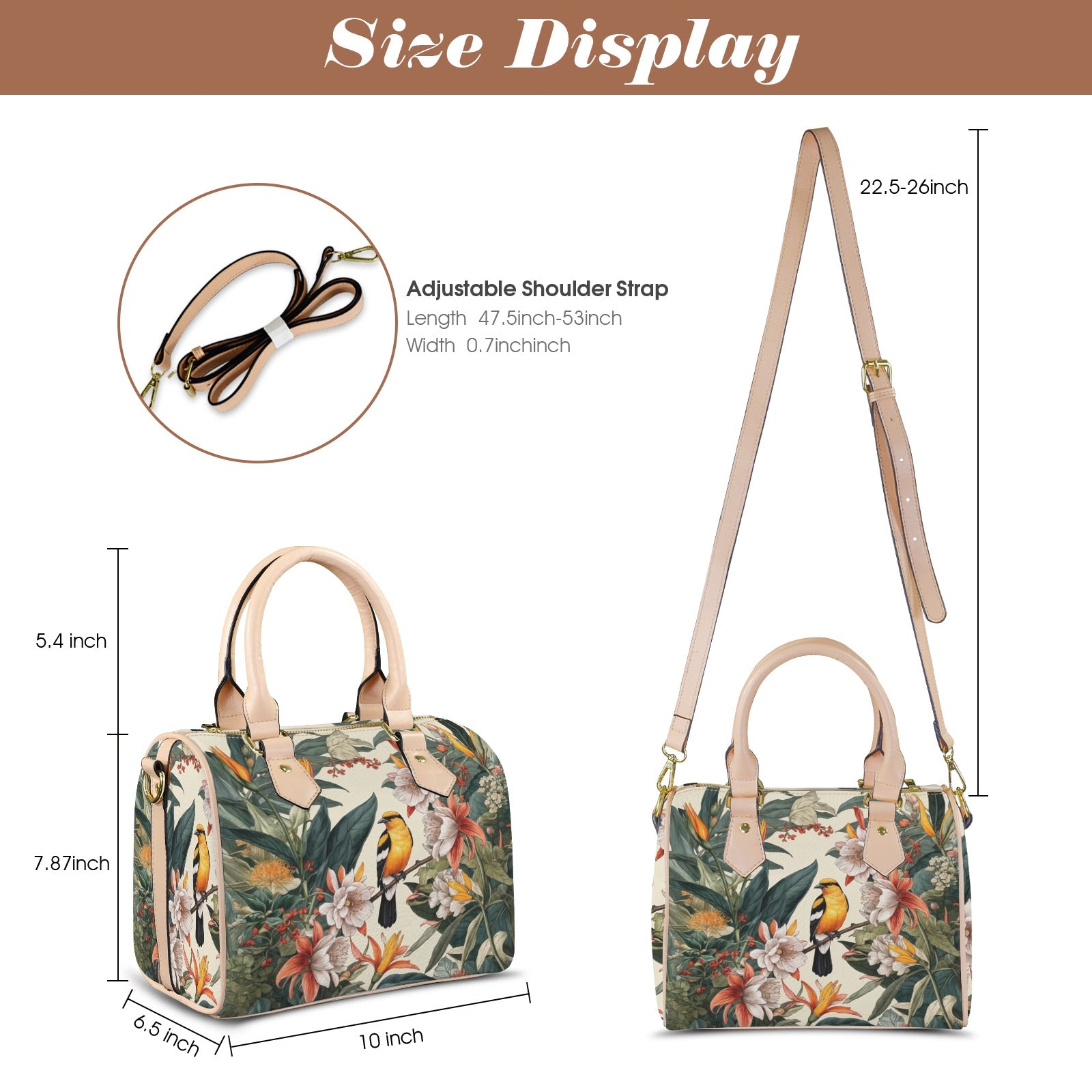 Tropical Bird & Botanical Print Satchel Handbag - LucyKay store