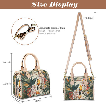 Tropical Bird & Botanical Print Satchel Handbag - LucyKay store