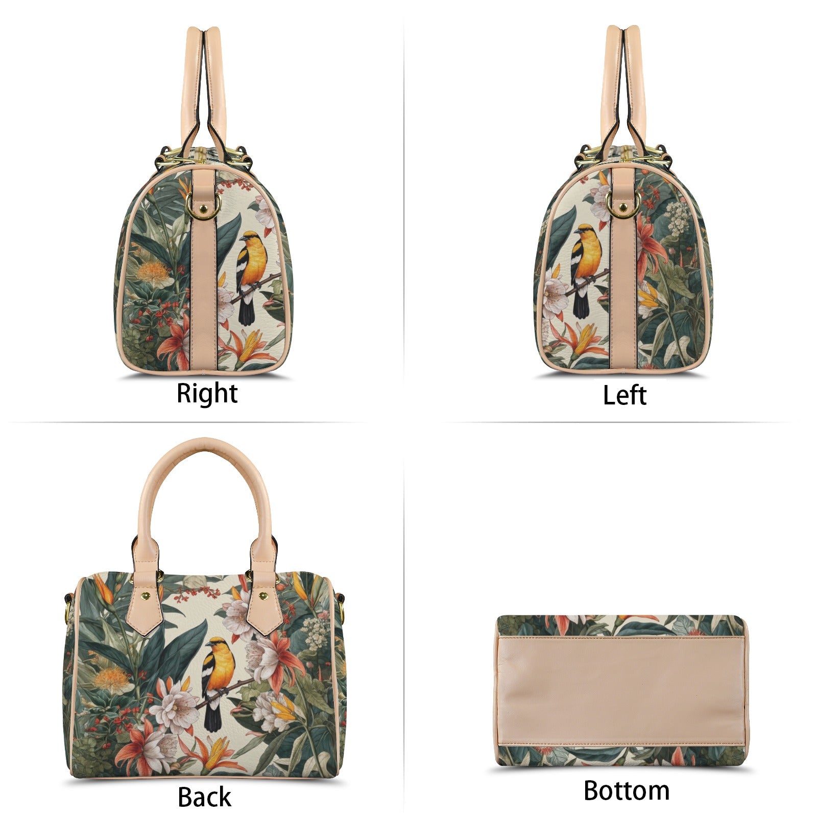 Tropical Bird & Botanical Print Satchel Handbag - LucyKay store