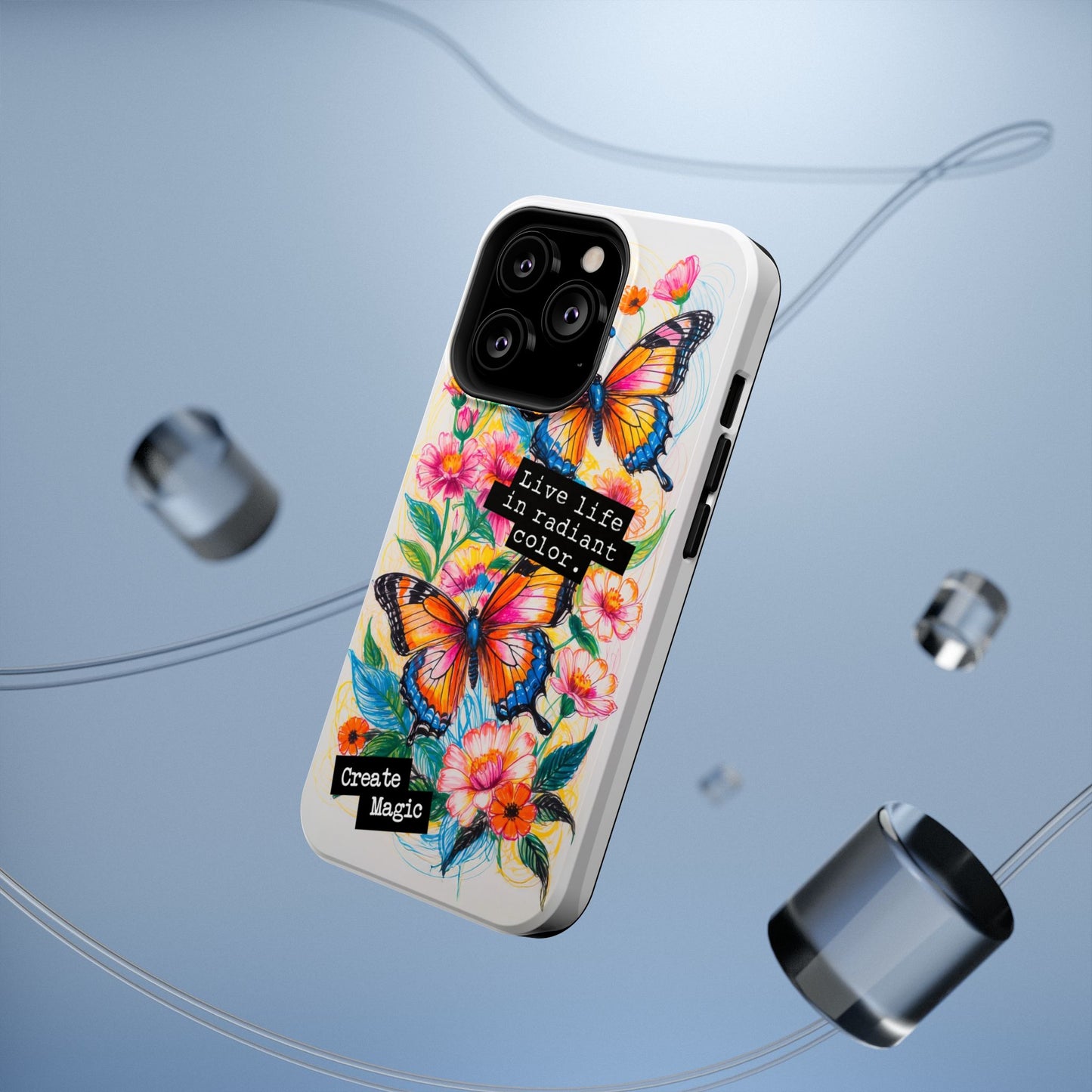 iPhone Cases - Colorful Butterfly and Flower Sketch - Impact - Resistant Cases - LucyKay store