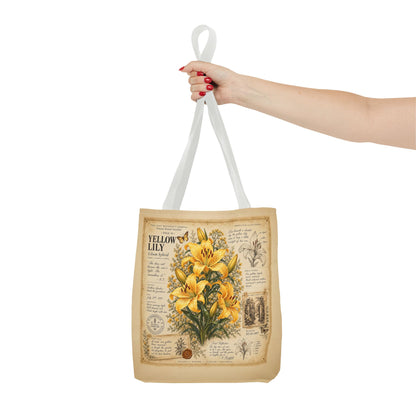 Yellow Lily Botanical Vintage Tote Bag