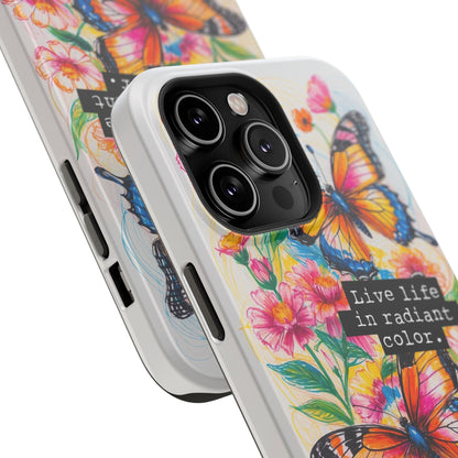 iPhone Cases - Colorful Butterfly and Flower Sketch - Impact - Resistant Cases - LucyKay store