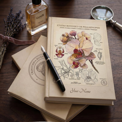 Personalized Botanical Orchid Hardcover Journal – Custom Name Floral Notebook - LucyKay store