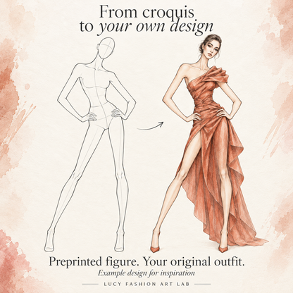 Fashion Design Sketchbook with Croquis Templates, 24 Pages, 8.5 × 11 Inches