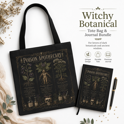 Witchy Botanical Tote Bag and Journal Bundle – Herb Apothecary Gift