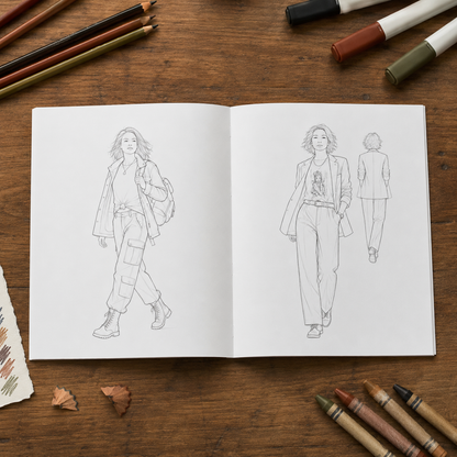 Fashion Illustration Coloring Book for Adults – 24 Original Designs