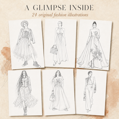Fashion Illustration Coloring Book for Adults – 24 Original Designs