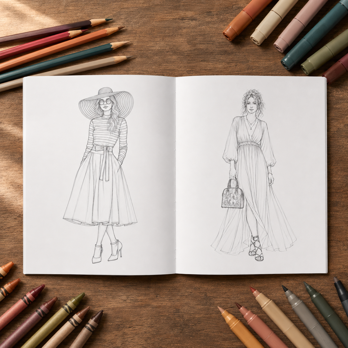 Fashion Illustration Coloring Book for Adults – 24 Original Designs