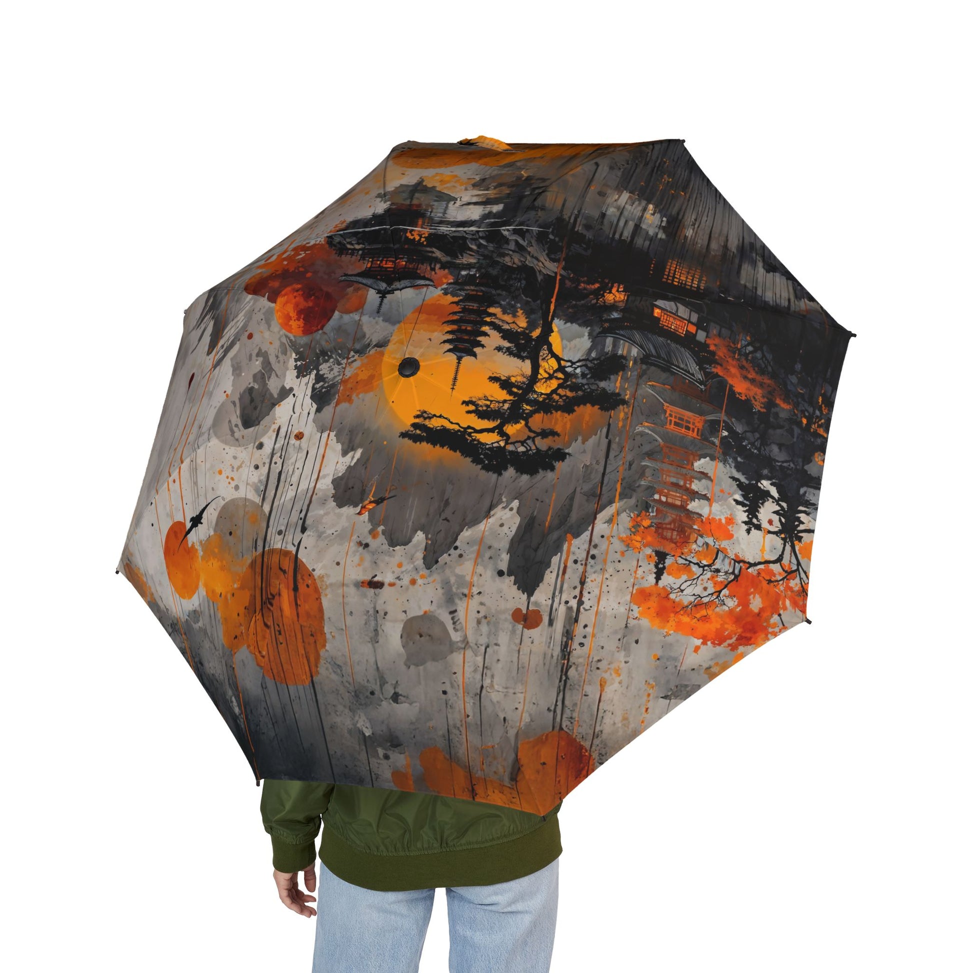 Artistic Asian Landscape Umbrella - Semi - Automatic Foldable - LucyKay store