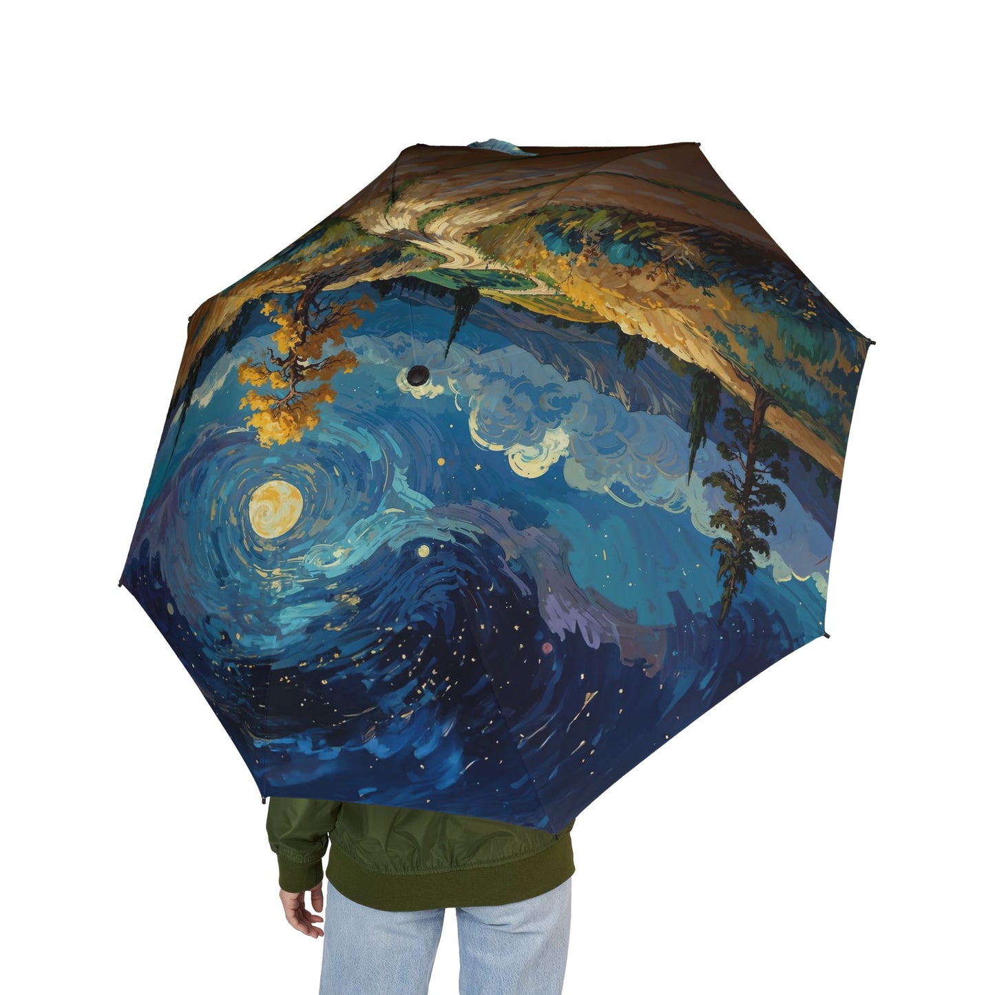 Artistic Foldable Umbrella - Scenic Starry Landscape Design - LucyKay store