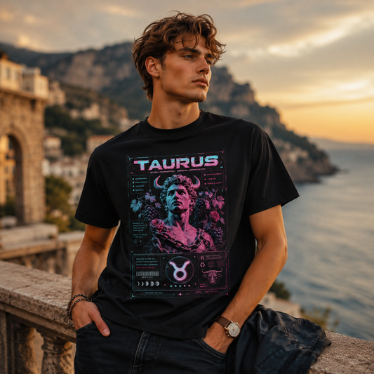 Taurus Zodiac Graphic Tee | Retro Neon Astrology Shirt Gift