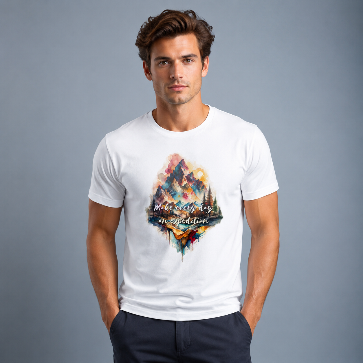 Watercolor Mountain Graphic T-Shirt | Adventure Expedition Tee