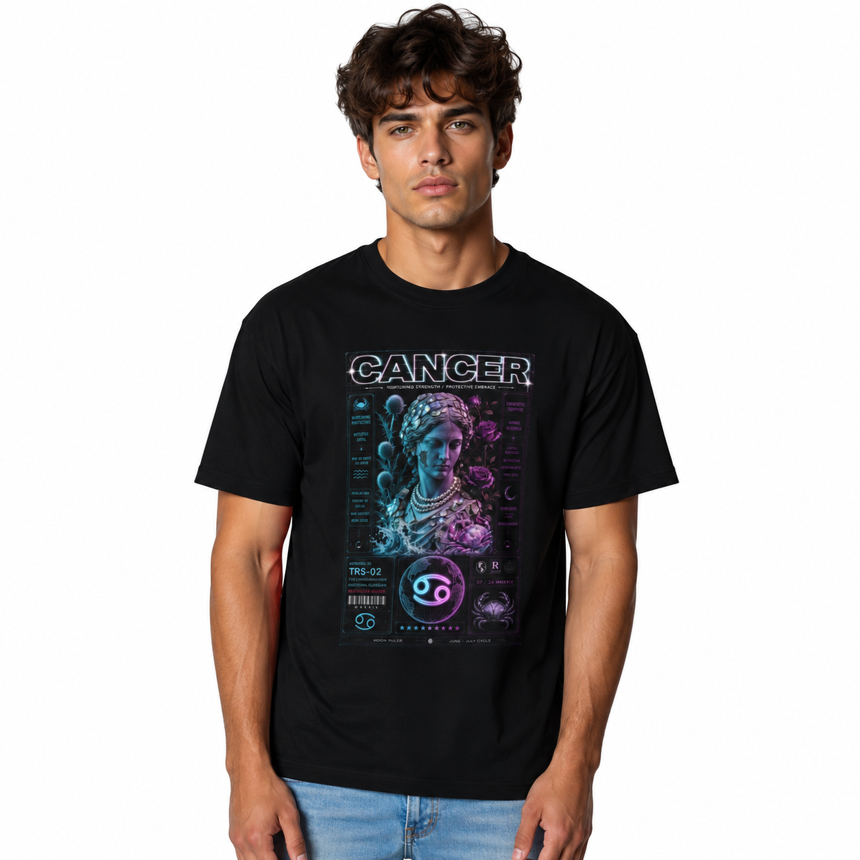 Cancer Zodiac Tee – Retro Neon Astrology Gift T-Shirt
