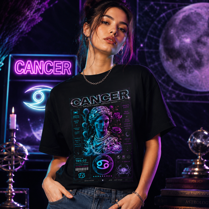 Cancer Zodiac Tee – Retro Neon Astrology Gift T-Shirt