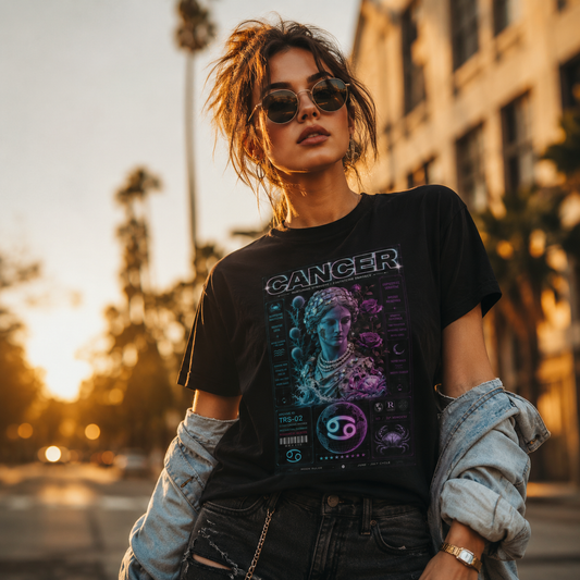 Cancer Zodiac Tee – Retro Neon Astrology Gift T-Shirt