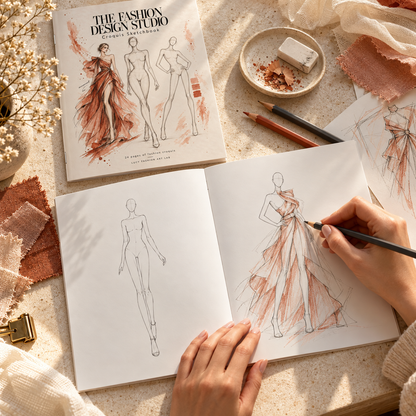 Fashion Design Sketchbook with Croquis Templates, 24 Pages, 8.5 × 11 Inches