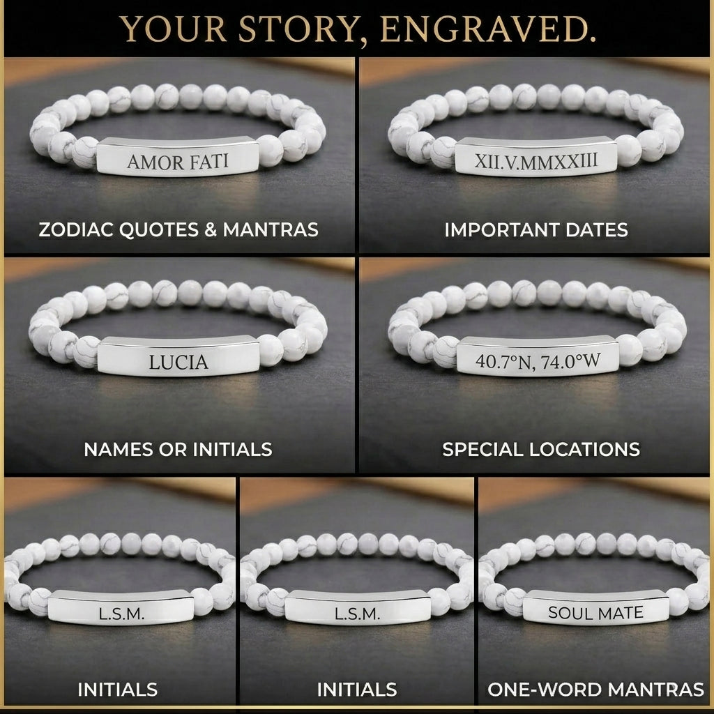 Cancer Zodiac Engraved Stone Bar Bracelet — Personalized Gift