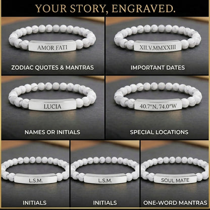 Cancer Zodiac Engraved Stone Bar Bracelet — Personalized Gift