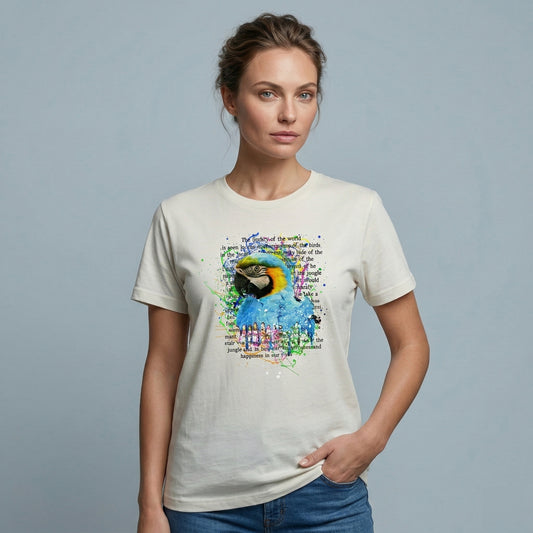 Watercolor Macaw Bird Tee - Tropical Graphic Print Unisex Shirt - LucyKay store