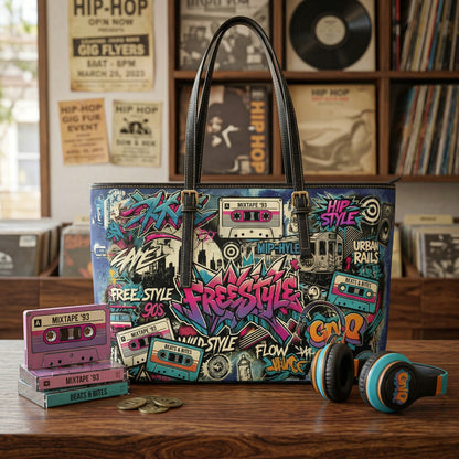 Retro Cassette Shoulder Bag – 90s Graffiti Vegan Leather - LucyKay store