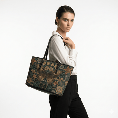Butterfly Floral PU Leather Shoulder Bag – Vintage Tote - LucyKay store