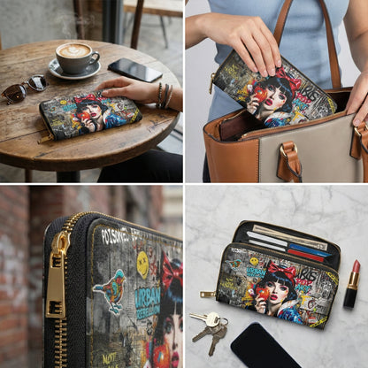Pop Art Snow White Zipper Wallet | Urban Graffiti Princess - LucyKay store