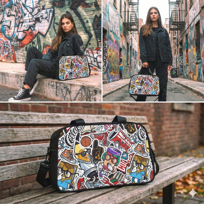 Fitness Handbag - Doodle Comicscape - LucyKay store