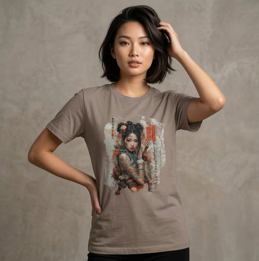 Samurai Bloom T-Shirt - Japanese Art Unisex Cotton Tee - LucyKay store