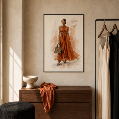 Fashion Illustration Art Print – Late Sunlight Watercolor Wall Art