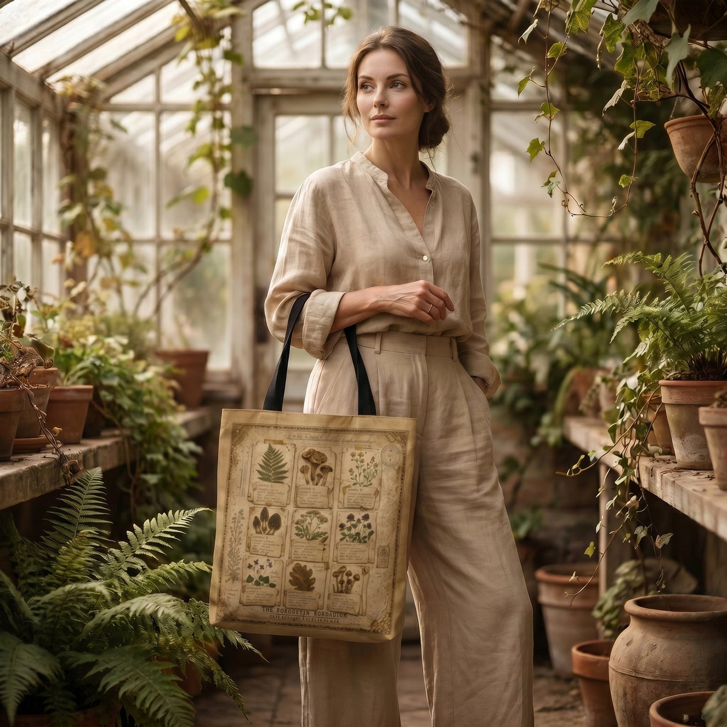 Botanical Tote Bag – Vintage Herbalist & Mushroom Print