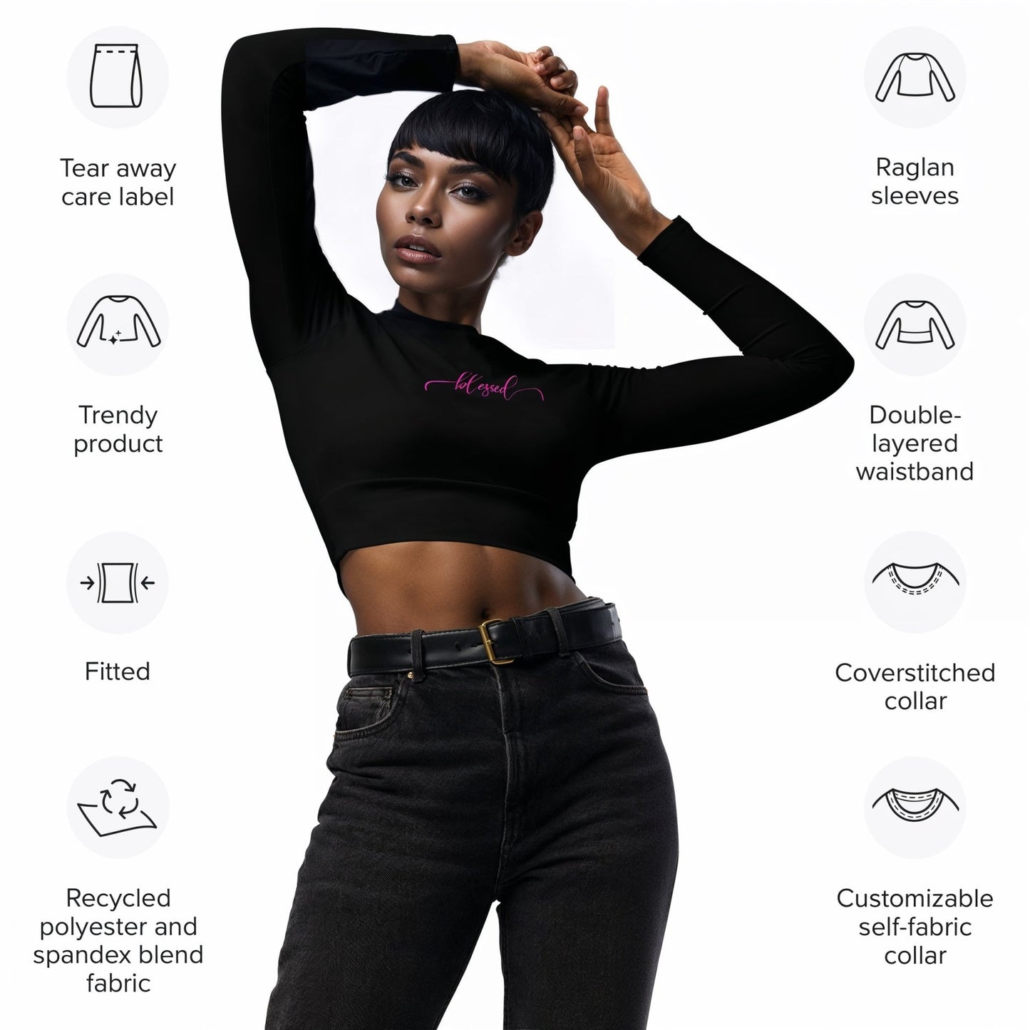 Long Sleeve Crop Top | Eco - Friendly Recycled Athletic Wear - LucyKay store
