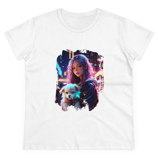 Anime Girl and Puppy Women's Tee - LucyKay store