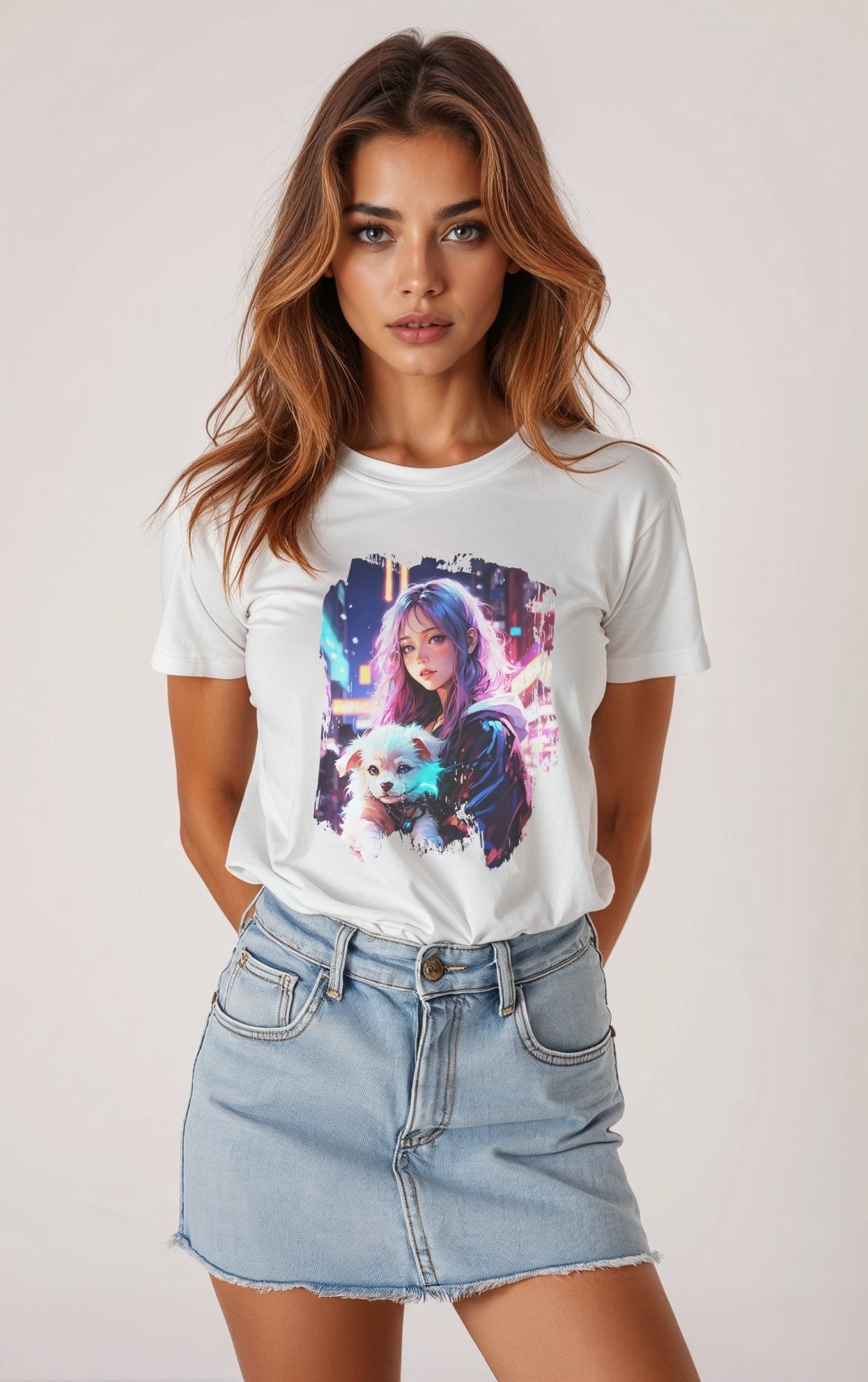 Anime Girl and Puppy Women's Tee - LucyKay store