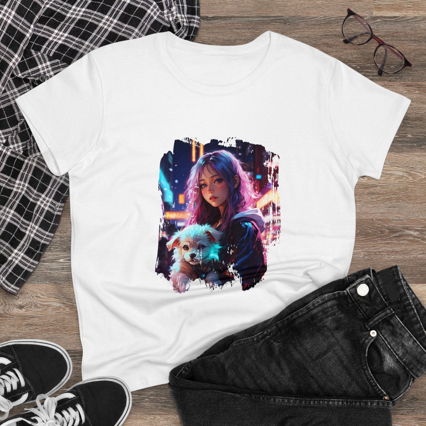 Anime Girl and Puppy Women's Tee - LucyKay store