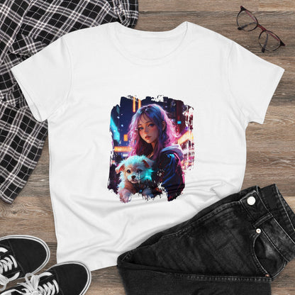 Anime Girl and Puppy Women's Tee - LucyKay store