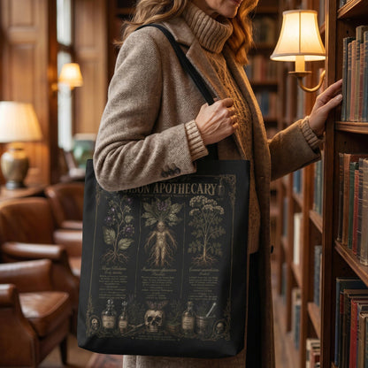 Witchy Botanical Tote Bag – Vintage Apothecary Herb Illustration
