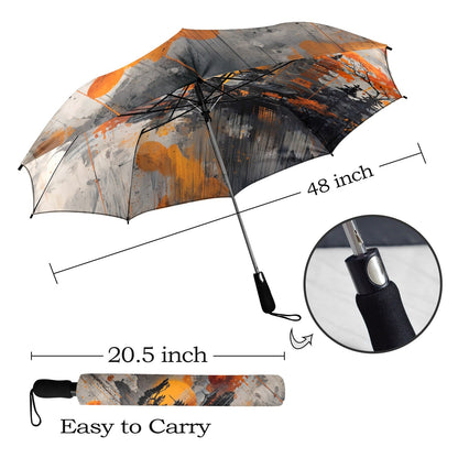 Artistic Asian Landscape Umbrella - Semi - Automatic Foldable - LucyKay store