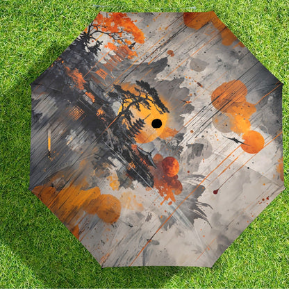 Artistic Asian Landscape Umbrella - Semi - Automatic Foldable - LucyKay store