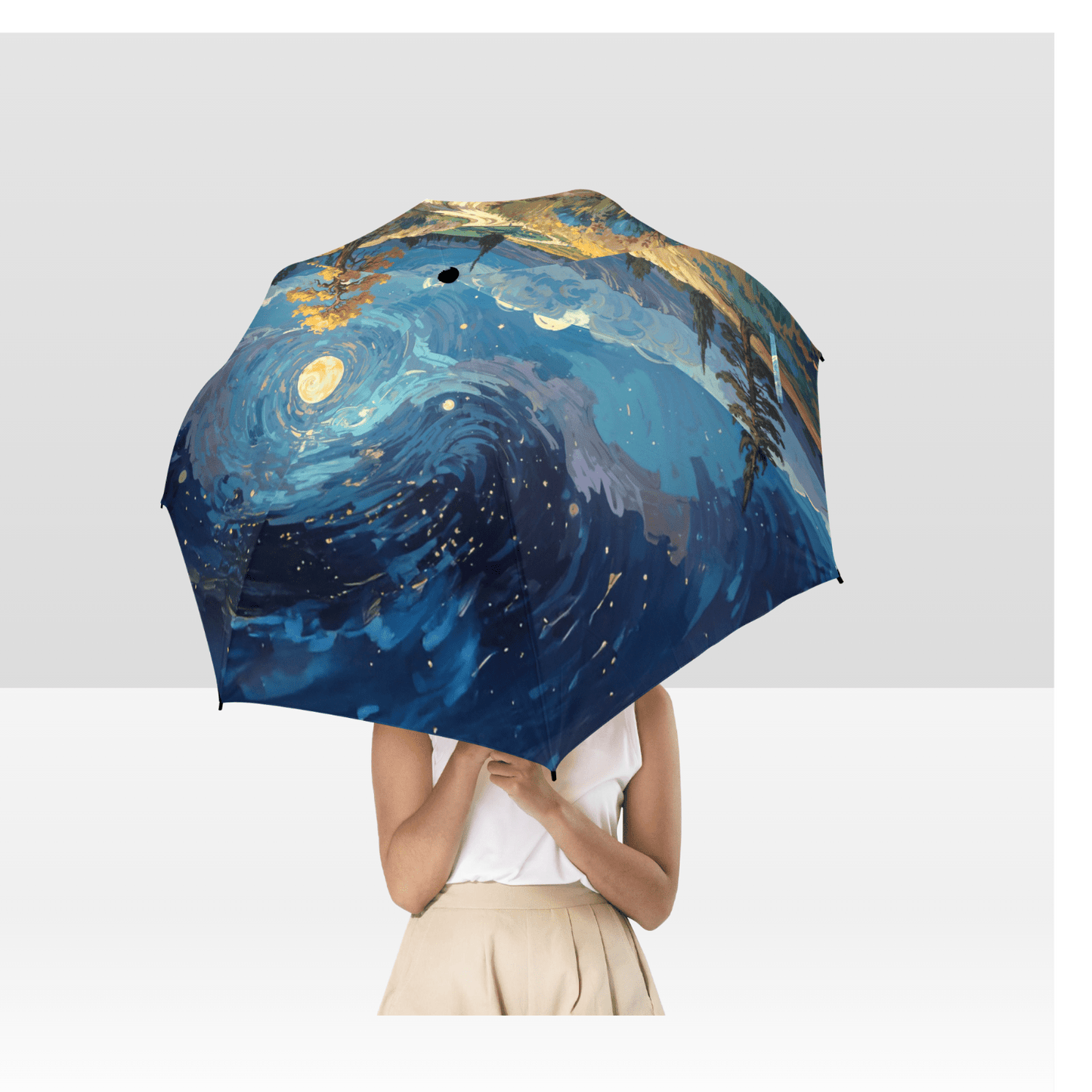 Artistic Foldable Umbrella - Scenic Starry Landscape Design - LucyKay store