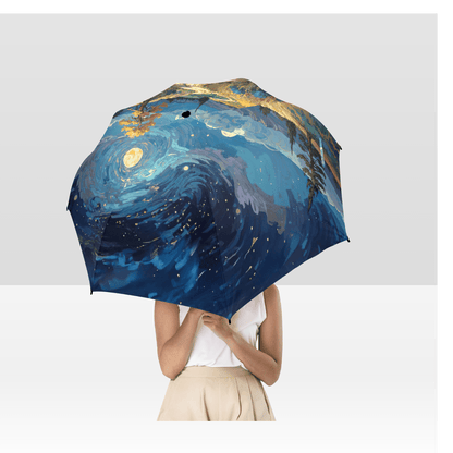 Artistic Foldable Umbrella - Scenic Starry Landscape Design - LucyKay store