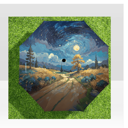 Artistic Foldable Umbrella - Scenic Starry Landscape Design - LucyKay store