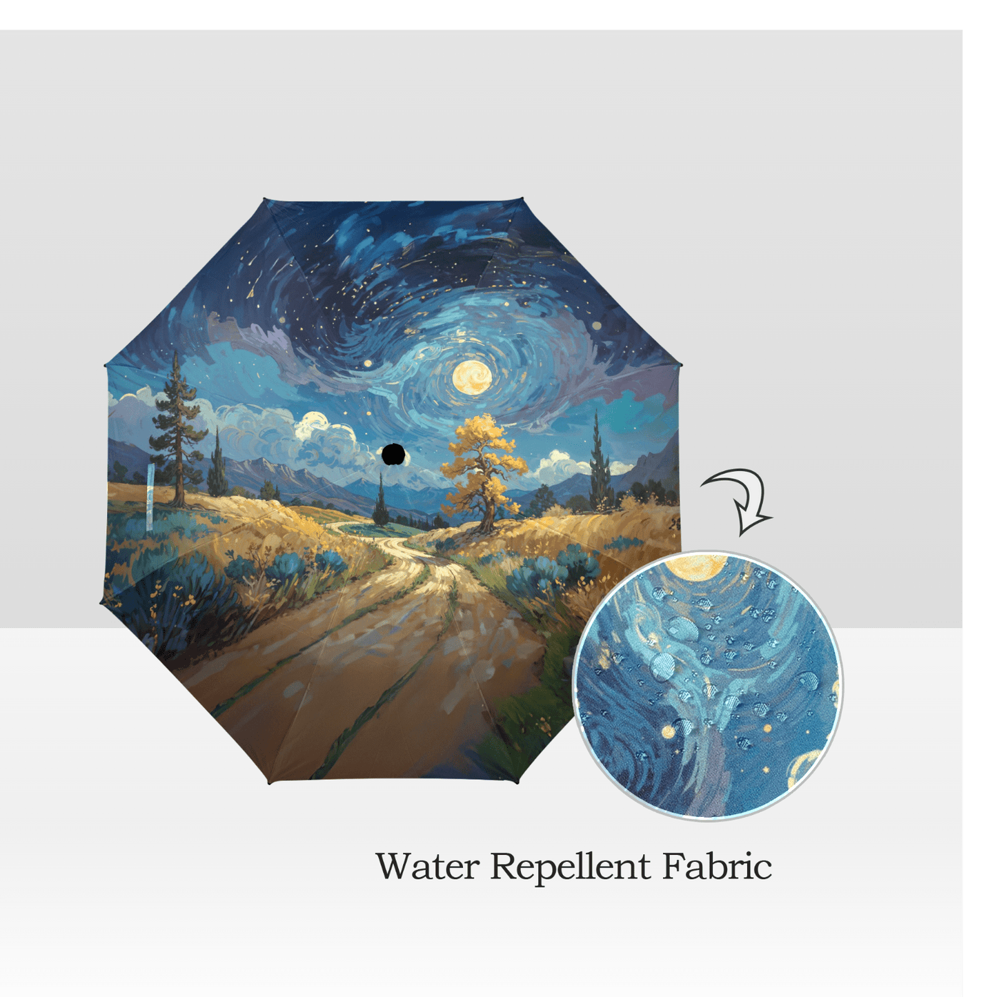 Artistic Foldable Umbrella - Scenic Starry Landscape Design - LucyKay store