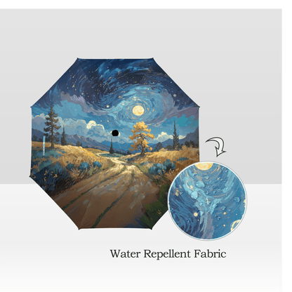 Artistic Foldable Umbrella - Scenic Starry Landscape Design - LucyKay store