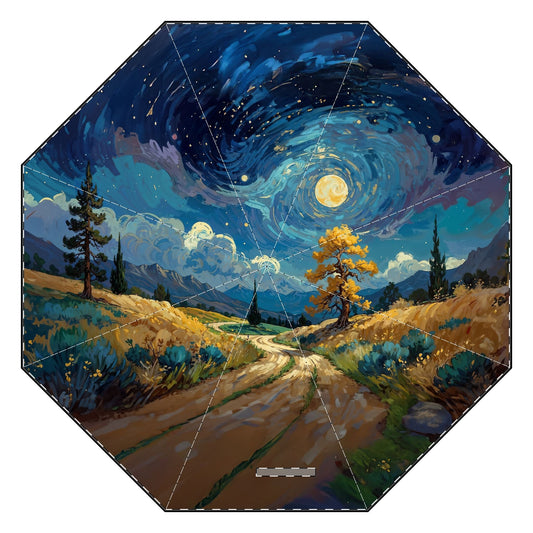 Artistic Foldable Umbrella - Scenic Starry Landscape Design - LucyKay store