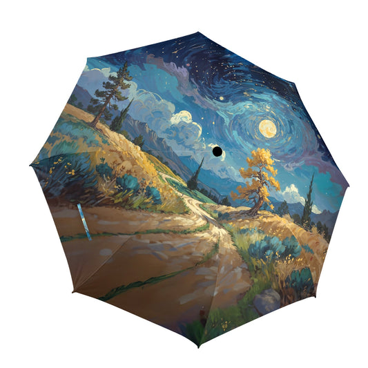 Artistic Foldable Umbrella - Scenic Starry Landscape Design - LucyKay store