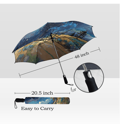 Artistic Foldable Umbrella - Scenic Starry Landscape Design - LucyKay store