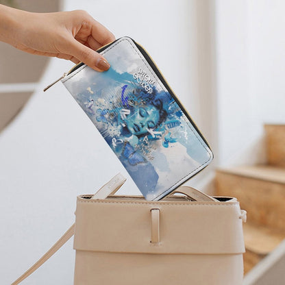 Silent Echoes Art Print Wallet – Blue Watercolor Street Art Zip Purse - LucyKay store