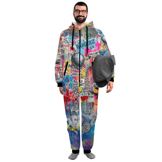 Pop Art Street Art Adult Hooded Onesie | Premium Flannel Pajamas - LucyKay store
