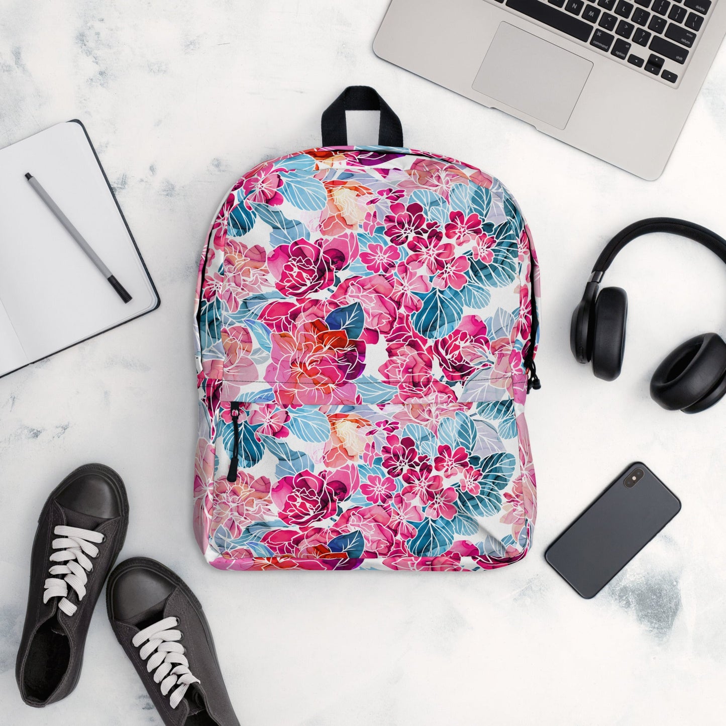 Backpack - Pink Flowers - LucyKay store
