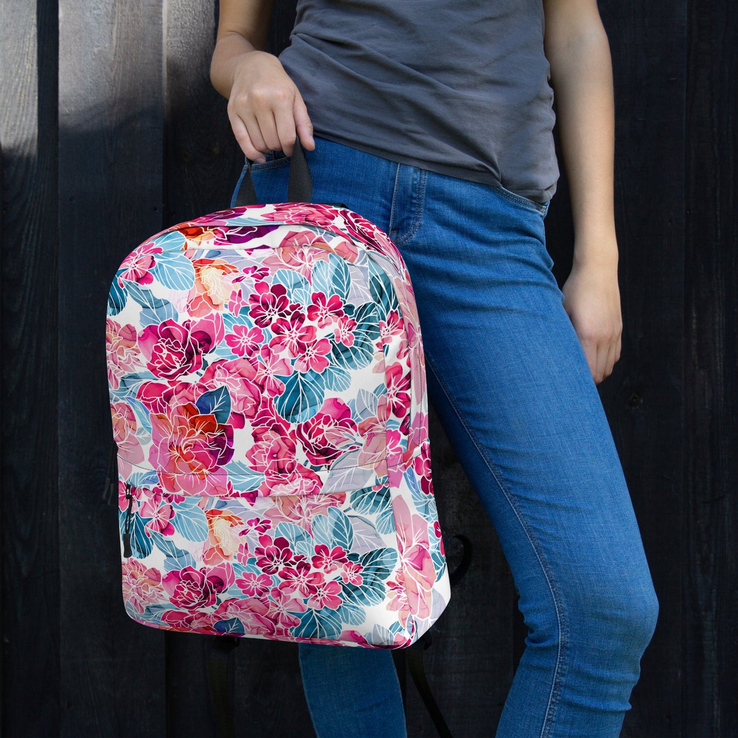 Backpack - Pink Flowers - LucyKay store